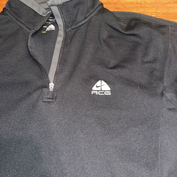 Nike Men's Size M Pullover Quarter Zip ACG Dri Fit Polyester Black - Picture 2 of 6